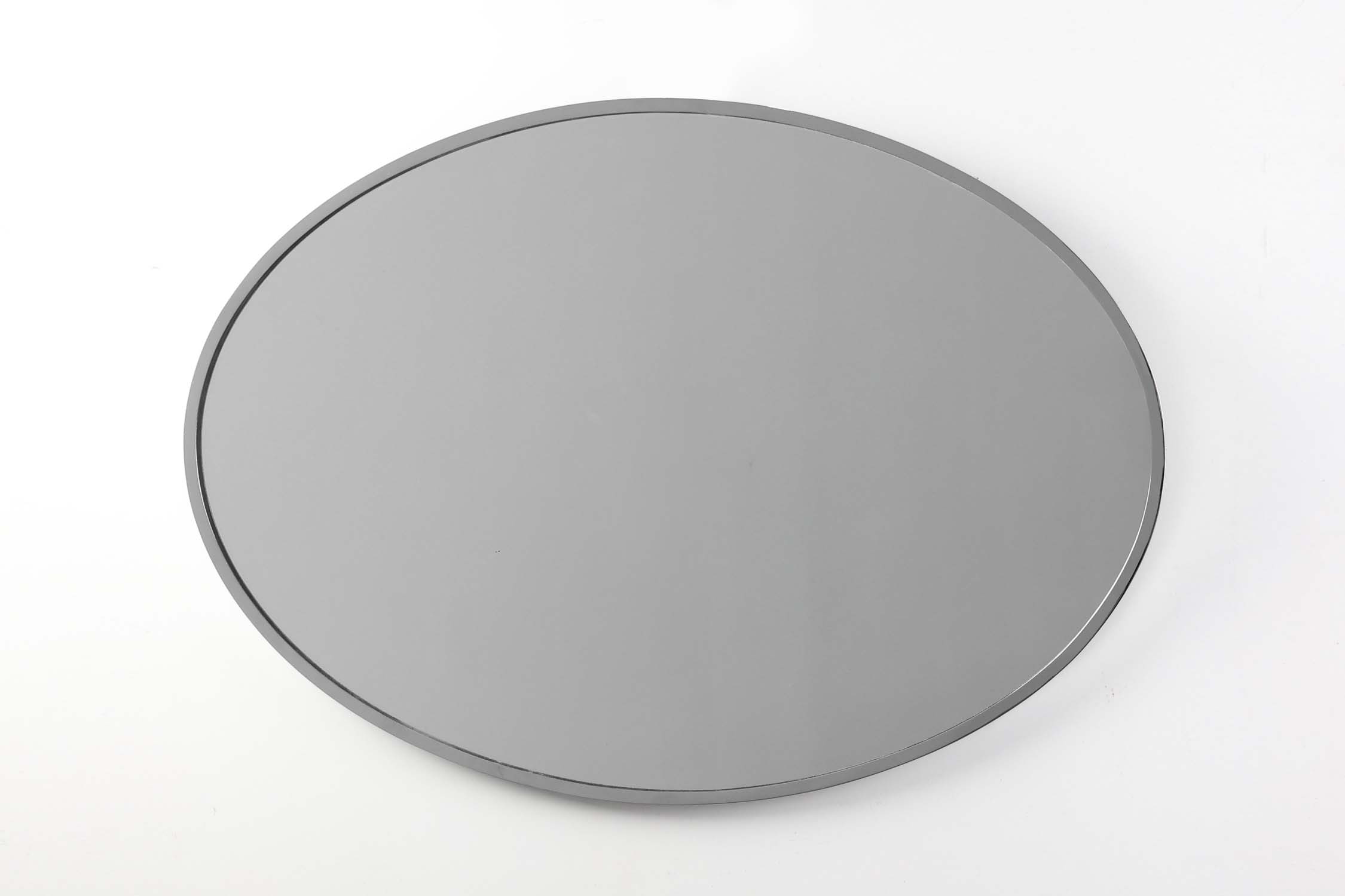 Art Deco Oval Nickel‑Plated Metal Mirror, Belgium, ca. 1925thumbnail